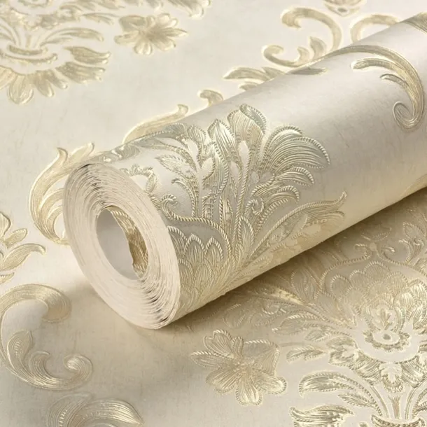 Cool Wallpapers Floral Damask Wallpaper Wall Mural Home Decoration Classic Modern Wall Covering, Non-woven fabric Material Adhesive Required Wallpaper, Bedroom Wallcovering 53x950cm/20.87''x 374''