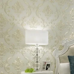 Cool Wallpapers Floral Damask Wallpaper Wall Mural Home Decoration Classic Modern Wall Covering, Non-woven fabric Material Adhesive Required Wallpaper, Bedroom Wallcovering 53x950cm/20.87''x 374''