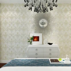 Cool Wallpapers Floral Damask Wallpaper Wall Mural Home Decoration Classic Modern Wall Covering, Non-woven fabric Material Adhesive Required Wallpaper, Bedroom Wallcovering 53x950cm/20.87''x 374''
