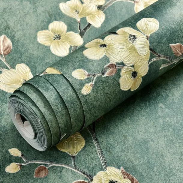 Cool Wallpapers Flower Wallpaper Wall Mural 3D Wall Cover Sticker Film Peel and Stick Removable Self Adhesive Embossed Plum Blossom Non Woven Home Decoration 300*53cm