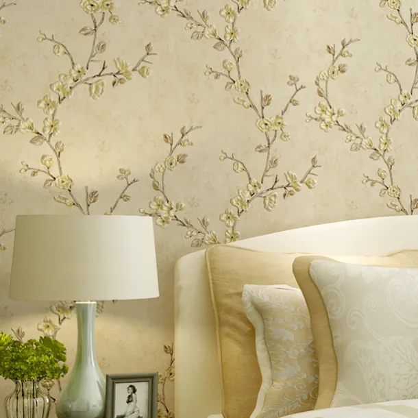 Cool Wallpapers Flower Wallpaper Wall Mural 3D Wall Cover Sticker Film Peel and Stick Removable Self Adhesive Embossed Plum Blossom Non Woven Home Decoration 300*53cm