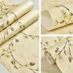 Cool Wallpapers Flower Wallpaper Wall Mural 3D Wall Cover Sticker Film Peel and Stick Removable Self Adhesive Embossed Plum Blossom Non Woven Home Decoration 300*53cm