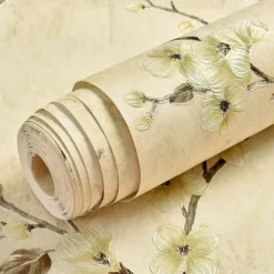 Cool Wallpapers Flower Wallpaper Wall Mural 3D Wall Cover Sticker Film Peel and Stick Removable Self Adhesive Embossed Plum Blossom Non Woven Home Decoration 300*53cm