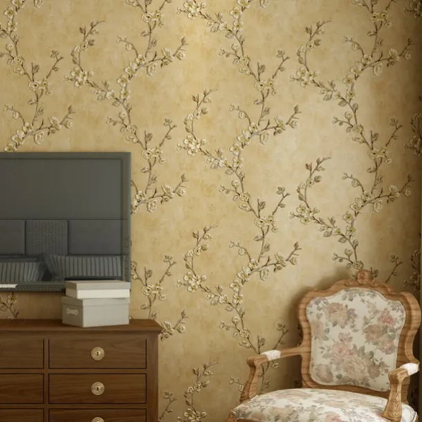 Cool Wallpapers Flower Wallpaper Wall Mural 3D Wall Cover Sticker Film Peel and Stick Removable Self Adhesive Embossed Plum Blossom Non Woven Home Decoration 300*53cm