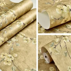 Cool Wallpapers Flower Wallpaper Wall Mural 3D Wall Cover Sticker Film Peel and Stick Removable Self Adhesive Embossed Plum Blossom Non Woven Home Decoration 300*53cm