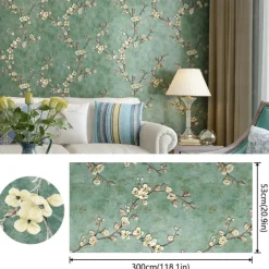 Cool Wallpapers Flower Wallpaper Wall Mural 3D Wall Cover Sticker Film Peel and Stick Removable Self Adhesive Embossed Plum Blossom Non Woven Home Decoration 300*53cm