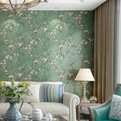 Cool Wallpapers Flower Wallpaper Wall Mural 3D Wall Cover Sticker Film Peel and Stick Removable Self Adhesive Embossed Plum Blossom Non Woven Home Decoration 300*53cm