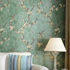 Cool Wallpapers Flower Wallpaper Wall Mural 3D Wall Cover Sticker Film Peel and Stick Removable Self Adhesive Embossed Plum Blossom Non Woven Home Decoration 300*53cm