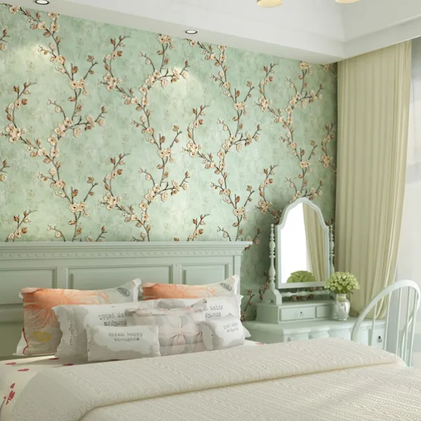 Cool Wallpapers Flower Wallpaper Wall Mural 3D Wall Cover Sticker Film Peel and Stick Removable Self Adhesive Embossed Plum Blossom Non Woven Home Decoration 300*53cm