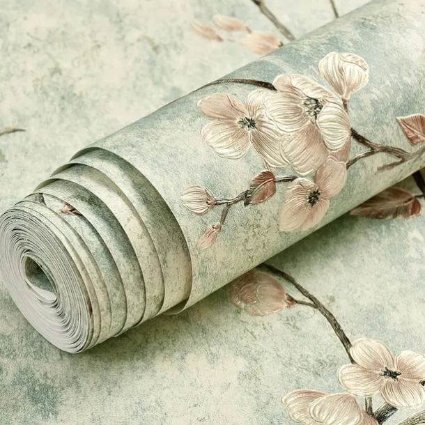 Cool Wallpapers Flower Wallpaper Wall Mural 3D Wall Cover Sticker Film Peel and Stick Removable Self Adhesive Embossed Plum Blossom Non Woven Home Decoration 300*53cm