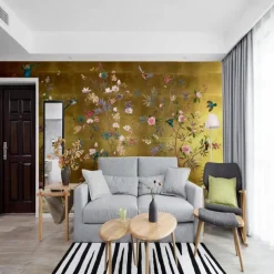 Cool Wallpapers Flower Wallpaper Wall Mural Floral Traditional Chinese Painting Home Decoration Floral Classic Wall Covering, Canvas PVC / Vinyl Material Adhesive required Mural, Room Wallcovering