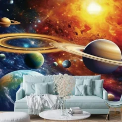 Cool Wallpapers Galaxy Wallpaper Wall Mural Landscape Universe Planet Sticker Peel and Stick Removable PVC/Vinyl Material Self Adhesive/Adhesive Required Wall Decor for Living Room Kitchen Bathroom