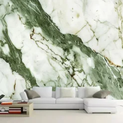Cool Wallpapers Green Gold 3D Wallpaper Wall Mural Marble Abstract Roll Sticker Peel and Stick Removable PVC/Vinyl Material Self Adhesive/Adhesive Required Wall Decor for Living Room Kitchen Bathroom