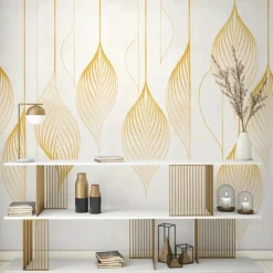 Cool Wallpapers Green Wallpaper Wall Mural Elegant Lines Covering Sticker Peel Stick Removable PVC/Vinyl Material Self Adhesive/Adhesive Required Wall Decor for Living Room Kitchen Bathroom