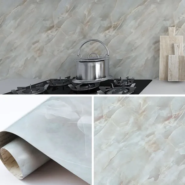 Cool Wallpapers Grey Wallpaper Wall Mural Marble Peel And Stick Wall Sticker Self-Adhesive Waterproof Oil Proof Fireproof, Easily Removable Wall Covering Kitchen Countertop And Cabinet Shelf Liner