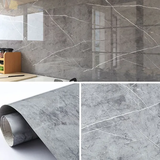 Cool Wallpapers Grey Wallpaper Wall Mural Marble Peel And Stick Wall Sticker Self-Adhesive Waterproof Oil Proof Fireproof, Easily Removable Wall Covering Kitchen Countertop And Cabinet Shelf Liner