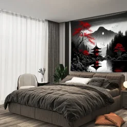 Cool Wallpapers Japenese Wallpaper Wall Mural Landscape Wall Covering Sticker Peel and Stick Removable PVC/Vinyl Material Self Adhesive/Adhesive Required Wall Decor for Living Room Kitchen Bathroom