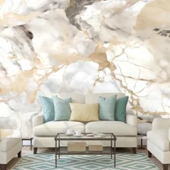 Cool Wallpapers Marble Abstract Golden Grey Line 3D Wallpaper Roll Sticker Peel and Stick Removable PVC/Vinyl Material Self Adhesive/Adhesive Required Wall Decor for Living Room Kitchen Bathroom