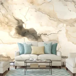 Cool Wallpapers Marble Abstract Golden Grey Line 3D Wallpaper Roll Sticker Peel and Stick Removable PVC/Vinyl Material Self Adhesive/Adhesive Required Wall Decor for Living Room Kitchen Bathroom