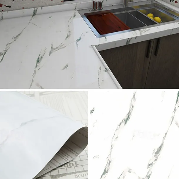 Cool Wallpapers Marble Wallpaper Wall Mural Waterproof Oil Proof MoistureProof Furniture Renovation Self-Adhesive Easily Removable Wall Covering Kitchen Countertop Cabinet Shelf Liner 23.6"x118"