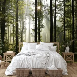 Cool Wallpapers Nature Wallpaper Wall Mural Forest Wall Covering Sticker Peel and Stick Removable PVC/Vinyl Material Self Adhesive/Adhesive Required Wall Decor for Living Room Kitchen Bathroom