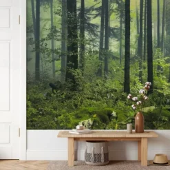 Cool Wallpapers Nature Wallpaper Wall Mural Forest Wall Covering Sticker Peel and Stick Removable PVC/Vinyl Material Self Adhesive/Adhesive Required Wall Decor for Living Room Kitchen Bathroom