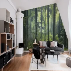 Cool Wallpapers Nature Wallpaper Wall Mural Forest Wall Covering Sticker Peel and Stick Removable PVC/Vinyl Material Self Adhesive/Adhesive Required Wall Decor for Living Room Kitchen Bathroom