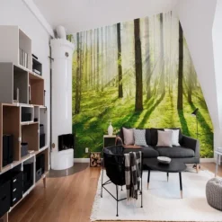 Cool Wallpapers Nature Wallpaper Wall Mural Forest Wall Covering Sticker Peel and Stick Removable PVC/Vinyl Material Self Adhesive/Adhesive Required Wall Decor for Living Room Kitchen Bathroom