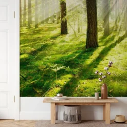 Cool Wallpapers Nature Wallpaper Wall Mural Forest Wall Covering Sticker Peel and Stick Removable PVC/Vinyl Material Self Adhesive/Adhesive Required Wall Decor for Living Room Kitchen Bathroom