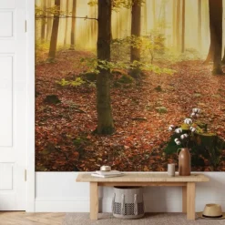 Cool Wallpapers Nature Wallpaper Wall Mural Forest Wall Covering Sticker Peel and Stick Removable PVC/Vinyl Material Self Adhesive/Adhesive Required Wall Decor for Living Room Kitchen Bathroom