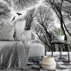 Cool Wallpapers Nature Wallpaper Wall Mural Black and White Peel And Stick Removable PVC/Vinyl Material Self Adhesive/Adhesive Required Wall Decor Wall Mural for Living Room Bedroom