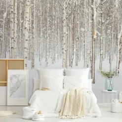 Cool Wallpapers Nature Wallpaper Wall Mural Black and White Peel And Stick Removable PVC/Vinyl Material Self Adhesive/Adhesive Required Wall Decor Wall Mural for Living Room Bedroom