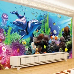 Cool Wallpapers Ocean Wallpaper Wall Mural Undersea Landscape Roll Sticker Peel Stick Removable PVC/Vinyl Material Self Adhesive/Adhesive Required Wall Decor for Living Room Kitchen Bathroom