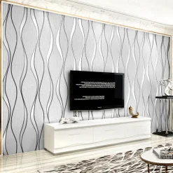 Cool Wallpapers Striped 3D Non-Woven Textured Wallpaper Wall Mural Bedroom Living Room Background Wall Household Shop Restaurant Hotel Engineering Decoration Non-Self-Adhesive Wallpaper