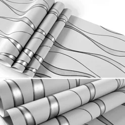 Cool Wallpapers Striped 3D Non-Woven Textured Wallpaper Wall Mural Bedroom Living Room Background Wall Household Shop Restaurant Hotel Engineering Decoration Non-Self-Adhesive Wallpaper