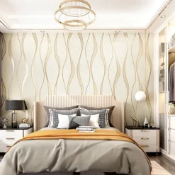 Cool Wallpapers Striped 3D Non-Woven Textured Wallpaper Wall Mural Bedroom Living Room Background Wall Household Shop Restaurant Hotel Engineering Decoration Non-Self-Adhesive Wallpaper