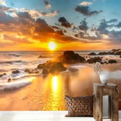 Cool Wallpapers Sunset Beach Wallpaper Wall Mural Wall Sticker Covering Print Peel and Stick Removable Self Adhesive Secret Forest PVC / Vinyl Home Decor