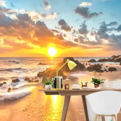Cool Wallpapers Sunset Beach Wallpaper Wall Mural Wall Sticker Covering Print Peel and Stick Removable Self Adhesive Secret Forest PVC / Vinyl Home Decor