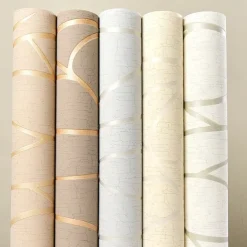 Cool Wallpapers Textured Wallpaper Wall Mural Non-Woven 3D Wallpaper Modern Print Embossed Stripe Wall Covering Sticker Film for Home Living Room Bedroom Indoor TV Background Home Decor 53*1000cm