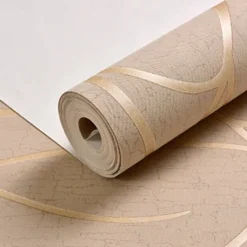 Cool Wallpapers Textured Wallpaper Wall Mural Non-Woven 3D Wallpaper Modern Print Embossed Stripe Wall Covering Sticker Film for Home Living Room Bedroom Indoor TV Background Home Decor 53*1000cm