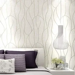 Cool Wallpapers Textured Wallpaper Wall Mural Non-Woven 3D Wallpaper Modern Print Embossed Stripe Wall Covering Sticker Film for Home Living Room Bedroom Indoor TV Background Home Decor 53*1000cm