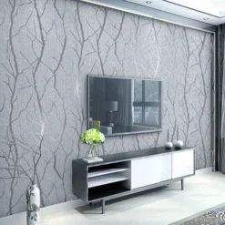 Cool Wallpapers Textured Wallpaper Wall Mural Modern 3D Wallpaper Thick Non-Woven Imitation Deerskin Deep Embossed Curve Pattern Wall Covering Sticker Film Modern Tree Non Woven Home Decor 53*1000cm