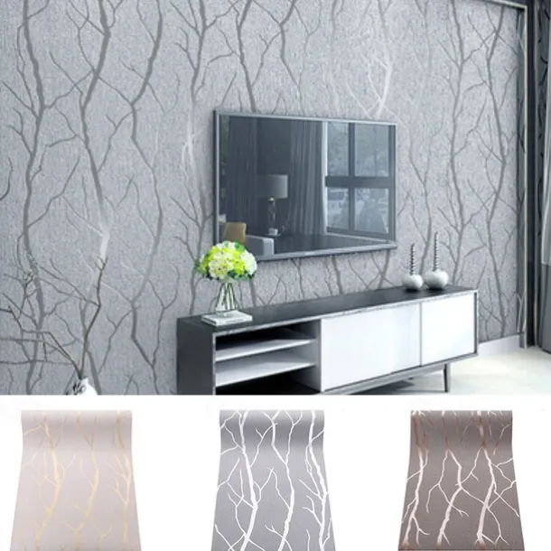 Cool Wallpapers Textured Wallpaper Wall Mural Modern 3D Wallpaper Thick Non-Woven Imitation Deerskin Deep Embossed Curve Pattern Wall Covering Sticker Film Modern Tree Non Woven Home Decor 53*1000cm