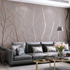 Cool Wallpapers Textured Wallpaper Wall Mural Modern 3D Wallpaper Thick Non-Woven Imitation Deerskin Deep Embossed Curve Pattern Wall Covering Sticker Film Modern Tree Non Woven Home Decor 53*1000cm