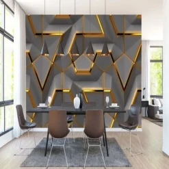 Cool Wallpapers Wall Mural 3D Wallpaper Geometric Abstracte Wall Sticker Covering Print Peel and Stick Removable PVC/Vinyl Material Self Adhesive/Adhesive Required Wall Decor for Living Room Bedroom