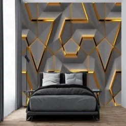 Cool Wallpapers Wall Mural 3D Wallpaper Geometric Abstracte Wall Sticker Covering Print Peel and Stick Removable PVC/Vinyl Material Self Adhesive/Adhesive Required Wall Decor for Living Room Bedroom