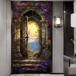 Cool Wallpapers Wall Mural Floral Stairs Abstract 3D Home Decoration Cartoon Landscape Wall Covering, Canvas PVC / Vinyl Material Adhesive required Mural, Room Wallcovering