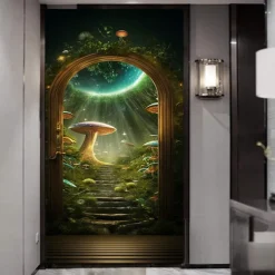 Cool Wallpapers Wall Mural Floral Stairs Abstract 3D Home Decoration Cartoon Landscape Wall Covering, Canvas PVC / Vinyl Material Adhesive required Mural, Room Wallcovering