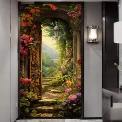 Cool Wallpapers Wall Mural Floral Stairs Abstract 3D Home Decoration Cartoon Landscape Wall Covering, Canvas PVC / Vinyl Material Adhesive required Mural, Room Wallcovering