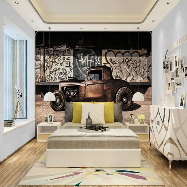 Cool Wallpapers Wall Mural Vintage Wallpaper for Walls Wall Sticker Covering Print Peel and Stick Removable Car Graffiti Canvas Home Décor